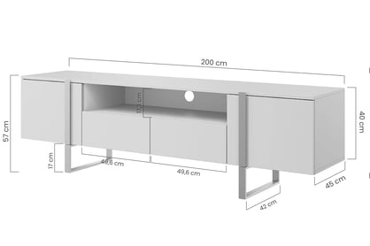 TV stolek Verica 200 cm - kašmír / zlaté nožky moderní skříňka RTV Verica se zásuvkami i metalowymi nogami 200 cm - kašmír / zlote nozki