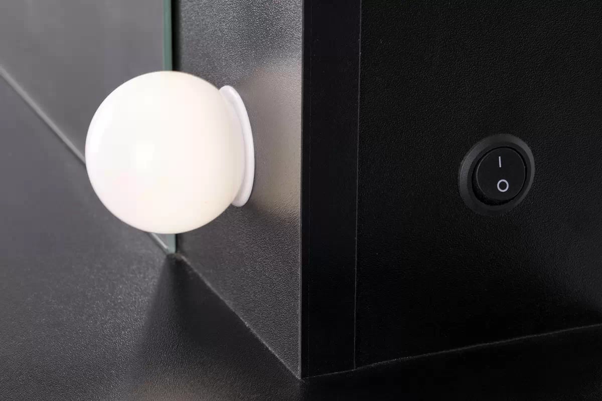 Toaletný stolík Velinio XL 120 cm - čierna moderná Toaletný stolík hollywood xl z podswietleniem i zásuvkami - Čierny