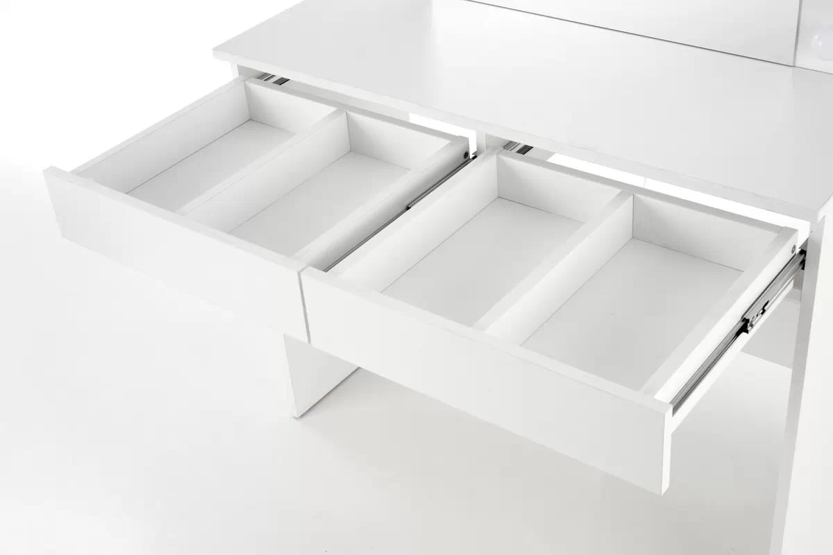 Toaletný stolík Velinio 95 cm - biela moderná Toaletný Stôlík hollywood z podswietleniem - Biely