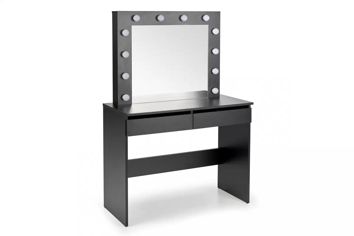 Toaletný stolík Velinio 95 cm - čierna moderná Toaletný Stolík Hollywood z szuflada i oswietleniem LED - Čierny