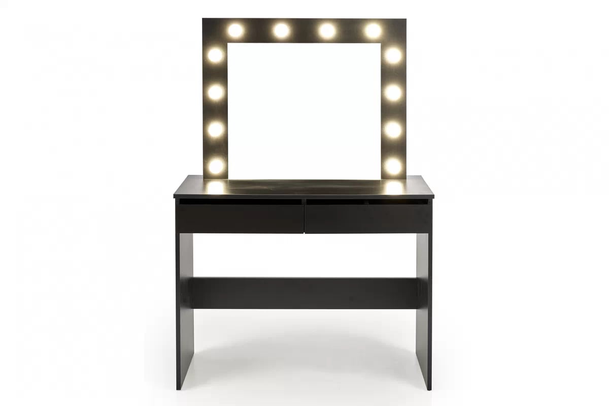Toaletný stolík Velinio 95 cm - čierna moderná Toaletný Stolík Hollywood z szuflada i oswietleniem LED - Čierny