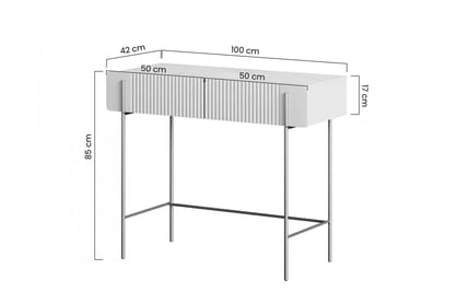 Toaletní stolek Malmi 100 cm - kašmírová / crema bianca / zlaté nožky moderní Toaletní stolek se zásuvkami Malmi - kašmír / crema bianca / zlaté nozki