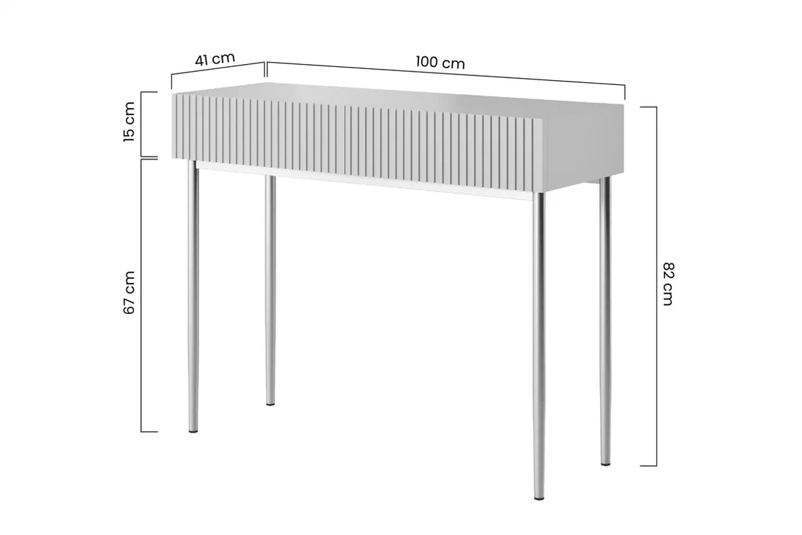 Moderný písací stôl Nicole - kašmírový / zlaté nožičky moderné Písací stôl Nicole 100 cm so zásuvkami i metalowymi nogami- kašmír / zlote nozki