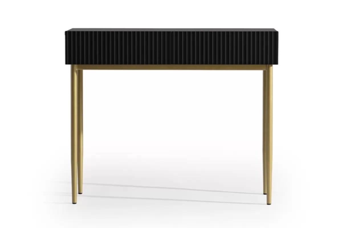 Moderný písací stôl Nicole - čierny mat / zlaté nožičky moderné burko Nicole so zásuvkami 100 cm - Čierny mat / zlote nozki