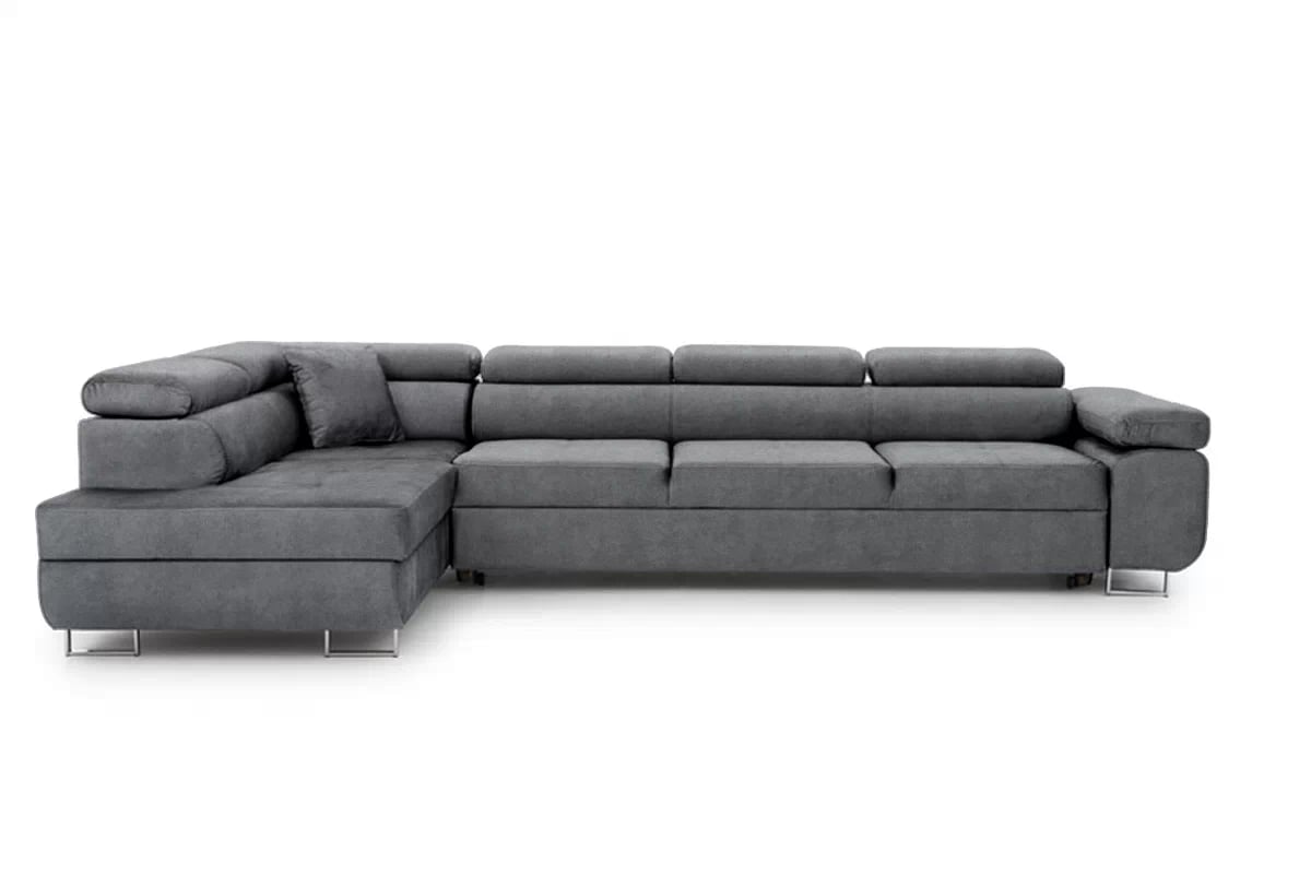 Rozkladacia rohová sedacia súprava Annabelle Maxi ľavá - grafitový velúr Zetta 304 / chrómové nožičky Rohová sedacia súprava Annabelle Maxi