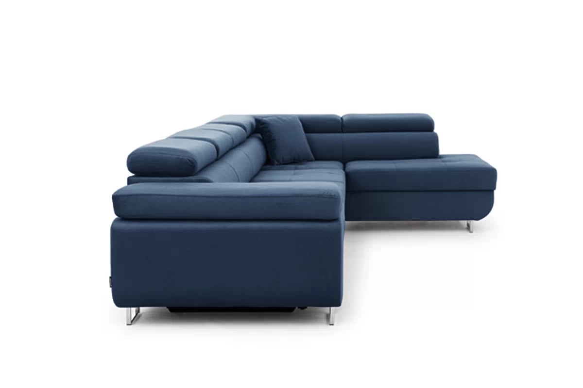 Rozkladacia rohová sedačka Annabelle Maxi pravá - tmavomodrý Monolith 77 / chrómové nožičky Rohová sedacia súprava Annabelle Maxi
