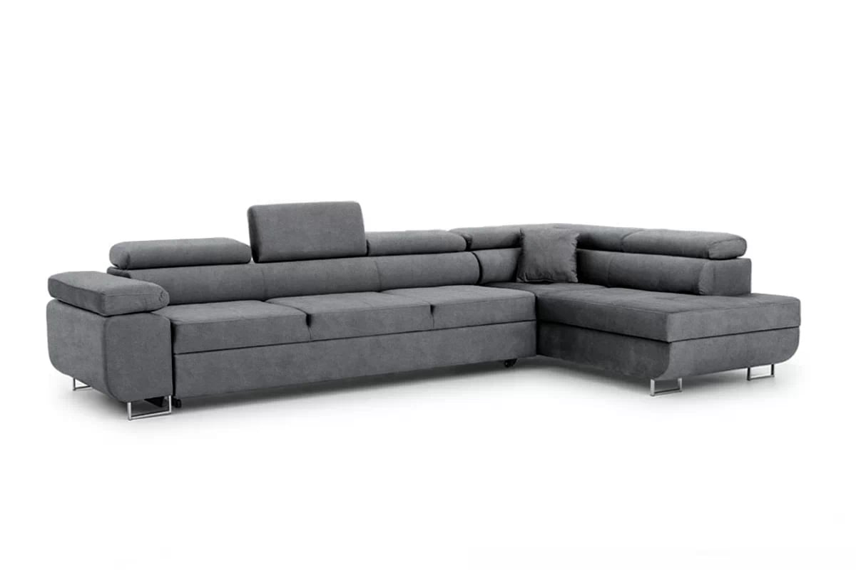 Rozkládací rohová sedací souprava Annabelle Maxi pravá - grafitová Zetta 304 / chromované nožky Rohová sedací souprava Annabelle Maxi