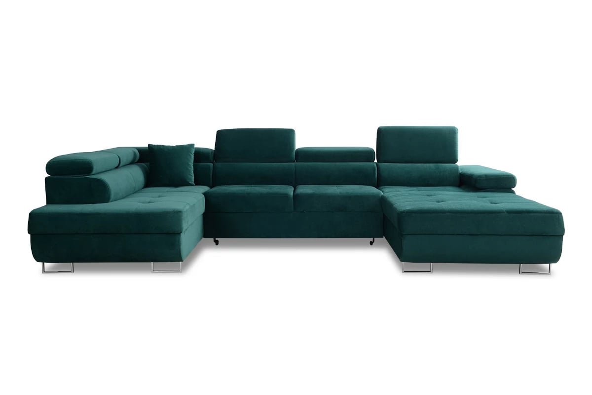 Rozkládací rohová sedací souprava Annabelle U II - chromované nožky Rohová sedací souprava s nastavitelnými opěrkami hlavy