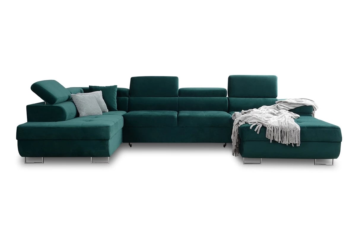 Rozkládací rohová sedací souprava Annabelle U II - chromované nožky Rohová sedací souprava ve tvaru u