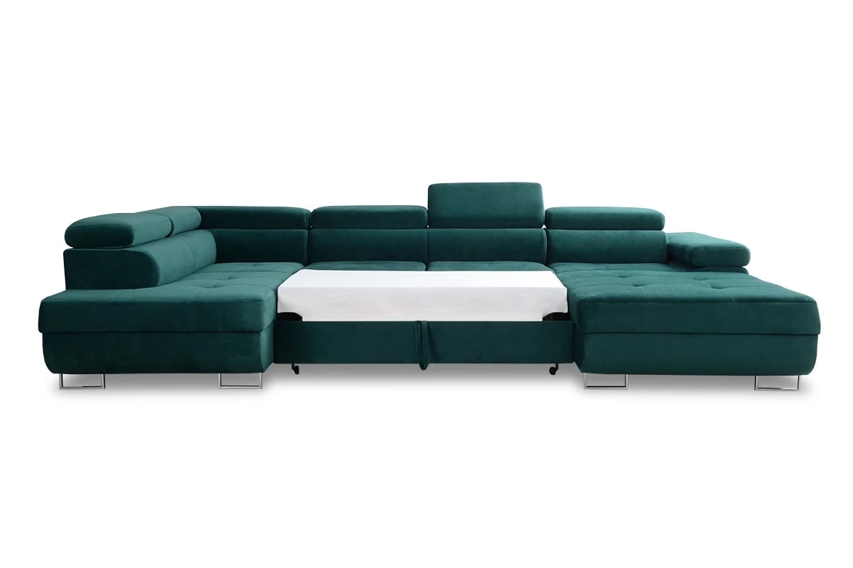 Rozkládací rohová sedací souprava Annabelle U II - chromované nožky Rohová sedací souprava u s funkcí spaní