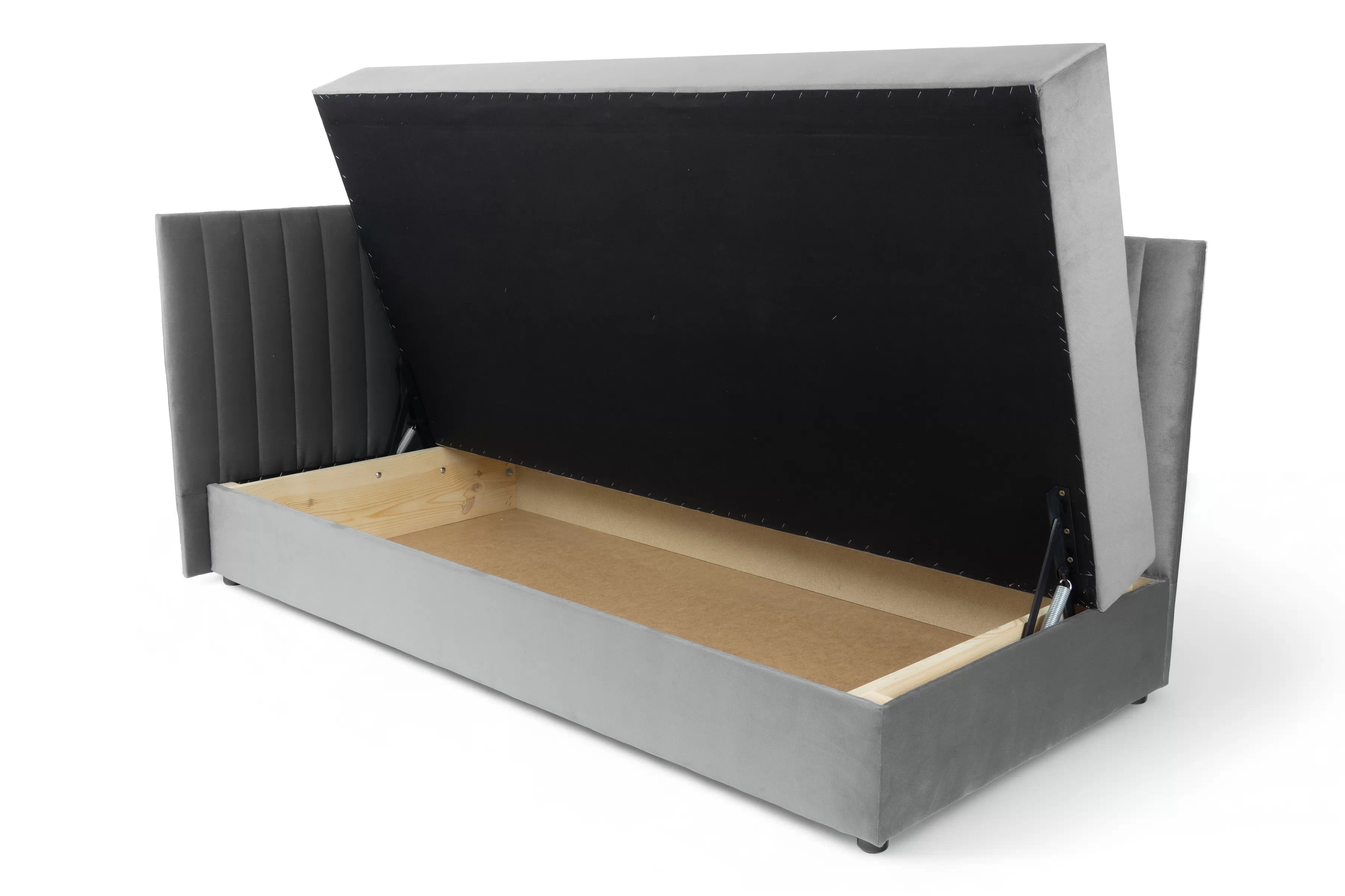 Váľanda Nutri s úložným priestorom ľavá - 186x80 cm - sivý velúr Zanzibar 182 Detská pohovka/posteľ jednoosobové s úložným priestorom Nutri 