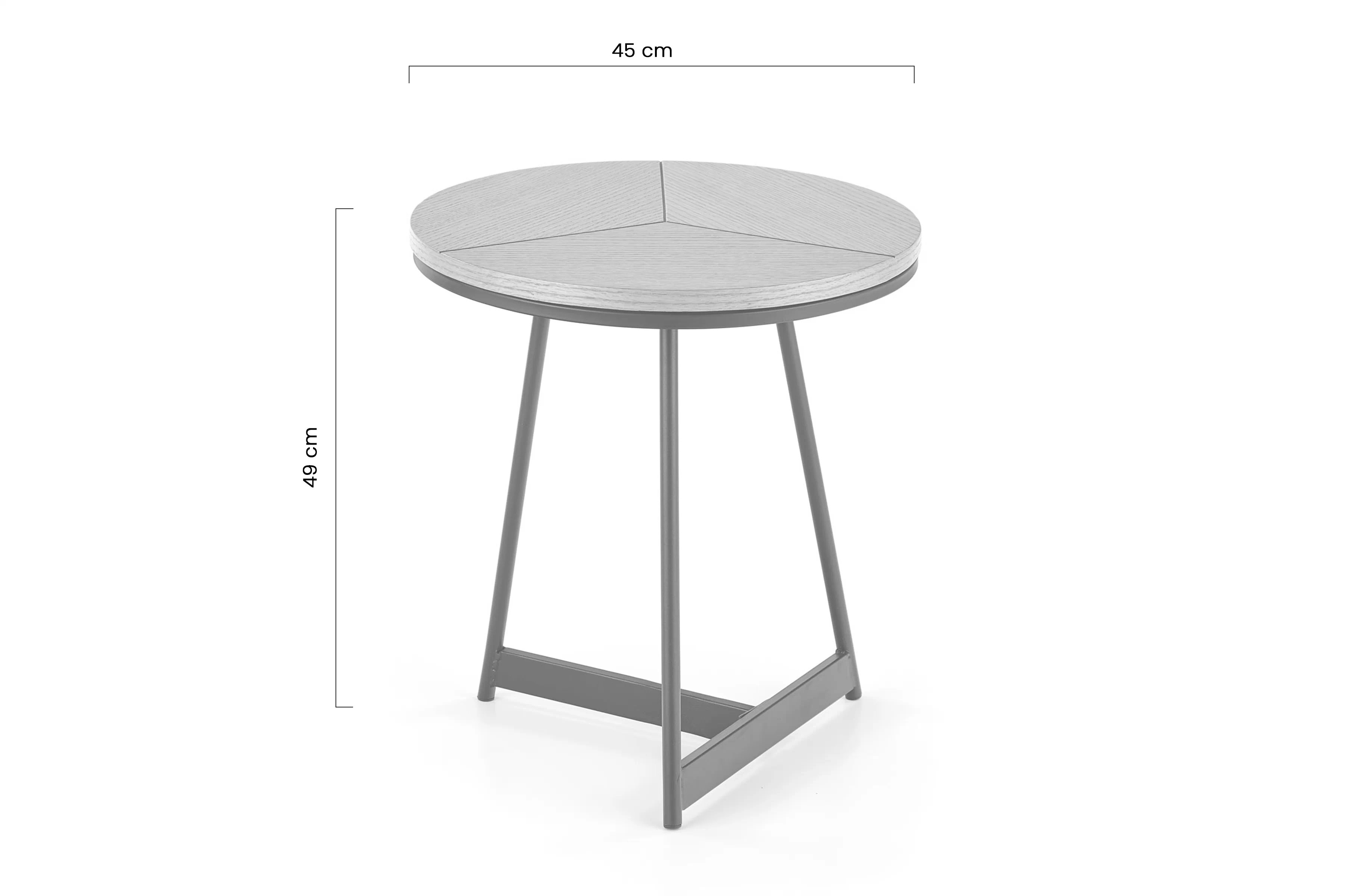 Okrúhly konferenčný stolík Diara S s kovovými nohami 45 cm - dub prírodný / čierny Okragly Konferenčný stolík Karida S z metalowymi nogami 45 cm - Dub prírodné / Čierny