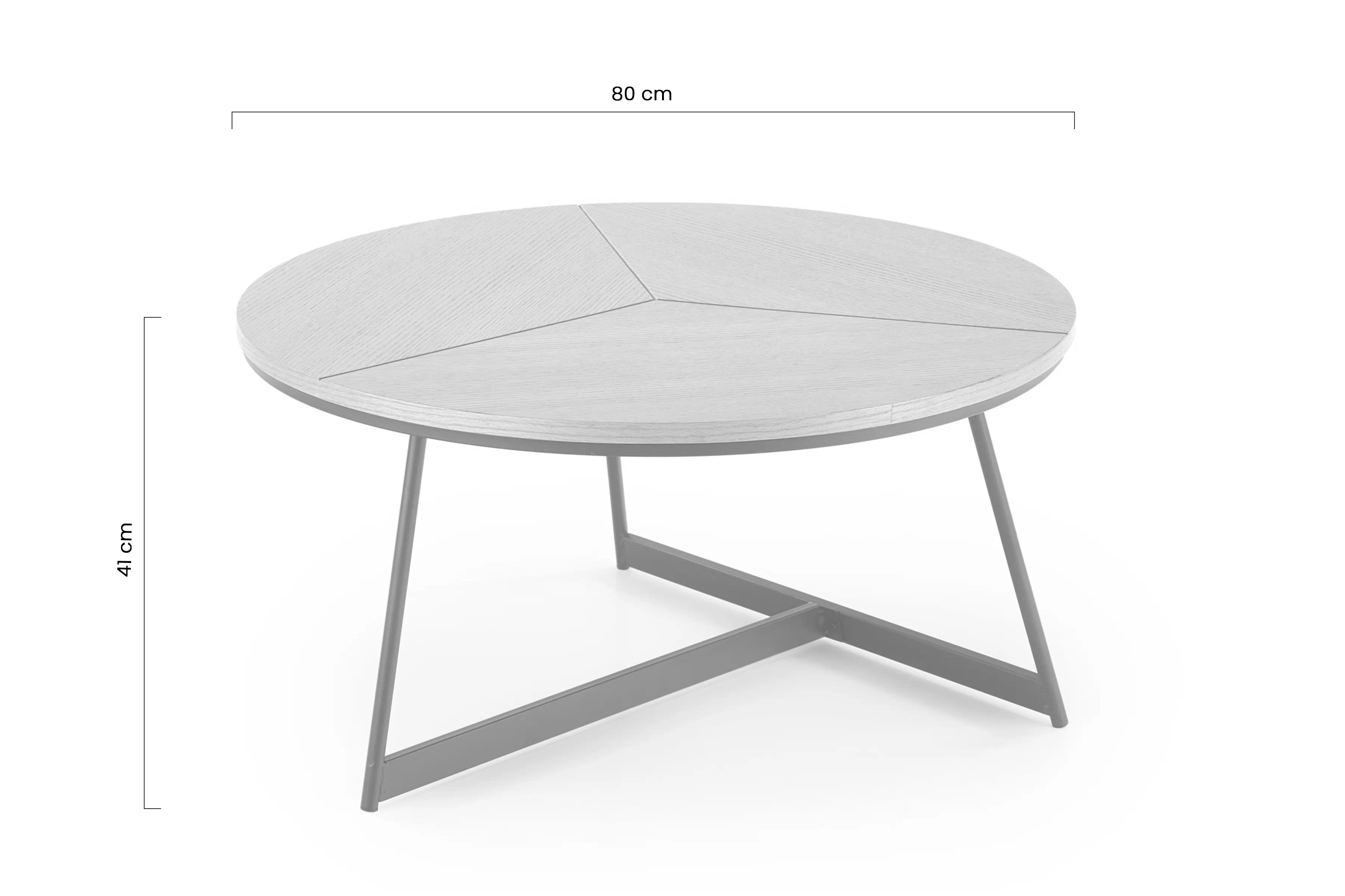 Okrúhly konferenčný stolík Diara s kovovými nohami 80 cm - dub prírodný / čierny Okragly Konferenčný stolík Karida z metalowymi nogami 80 cm - Dub prírodné / Čierny