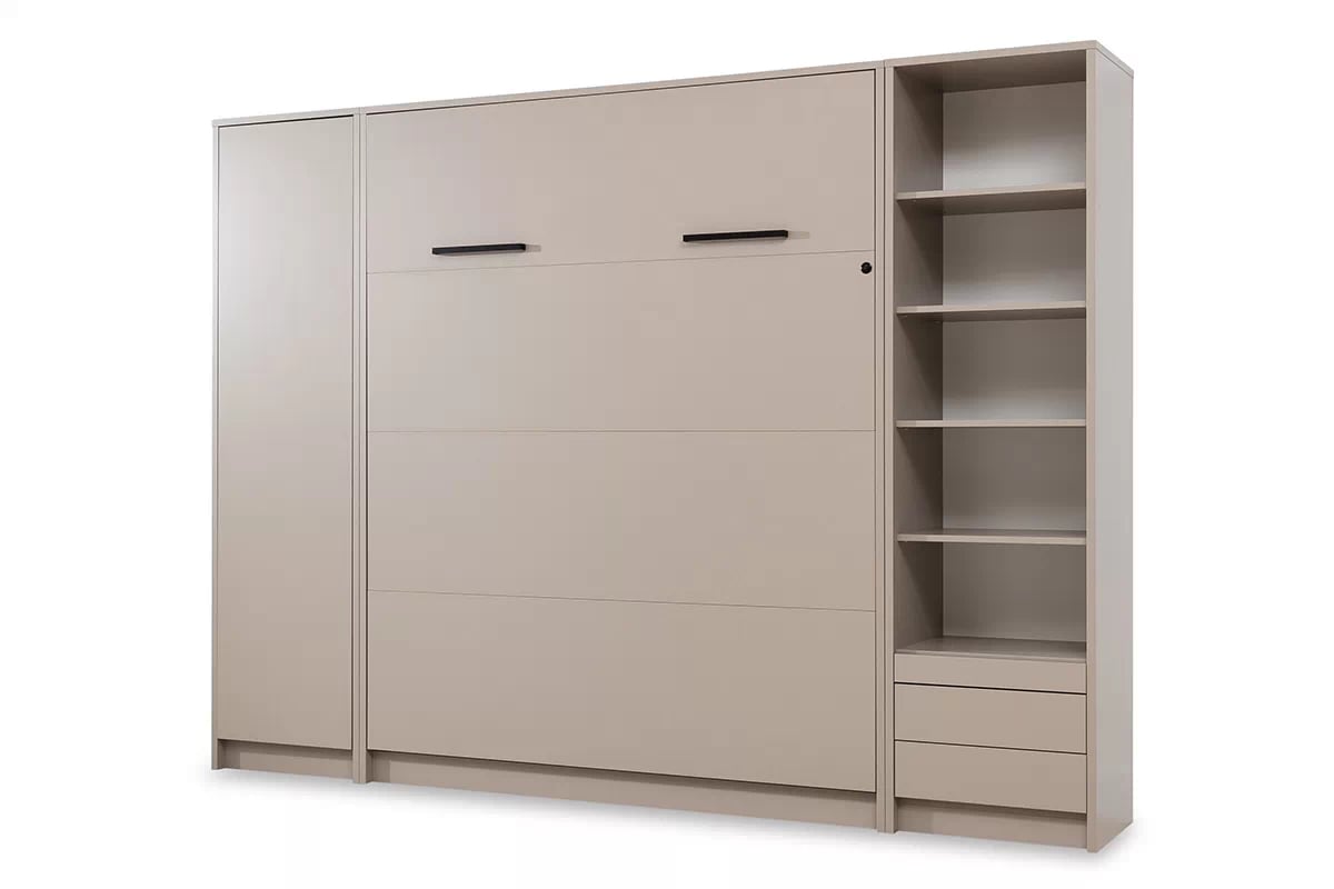 Skriňa Modern Loft P k vertikálnej sklápacej posteli - congo / kašmírová Sklápacia posteľ z regalem