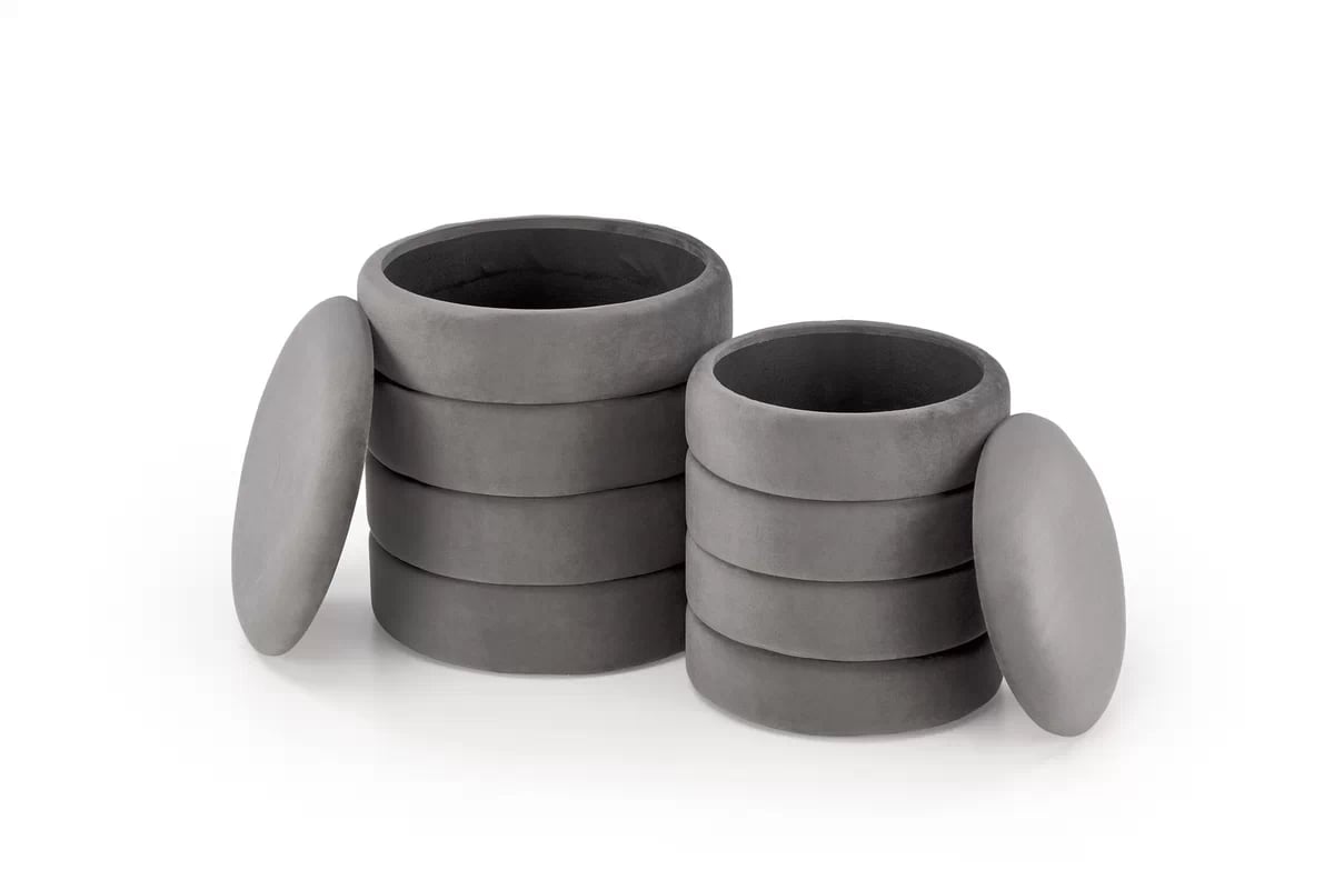 Sada taburetů Pacho 2 ks - popelavý samet pacho Komplet 2 puf, popelavá