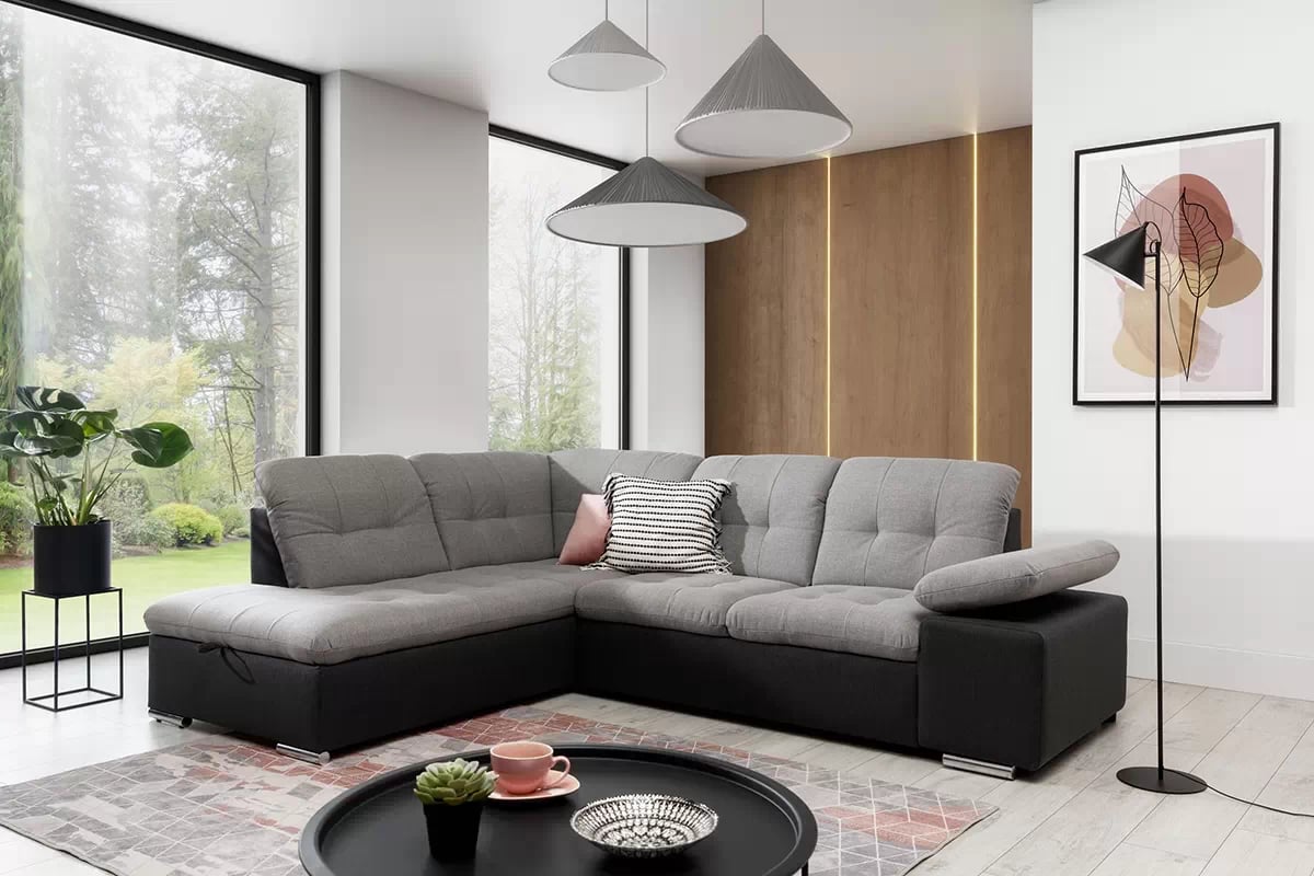 Rohová sedacia súprava Palermo L ľavá - šedá / grafitová pletenina Inari 91/95 Rohová sedacia súprava ľavostranná . Palermo L 