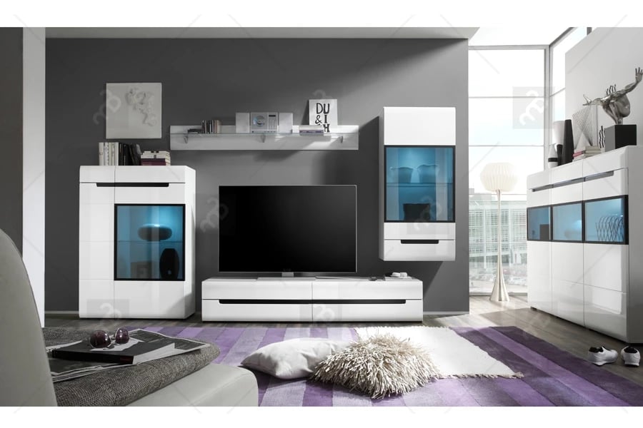 Panel wiszacy Hektor 03 bílá/bílý lesk - Omezená nabídka  Komplet nábytku s led 