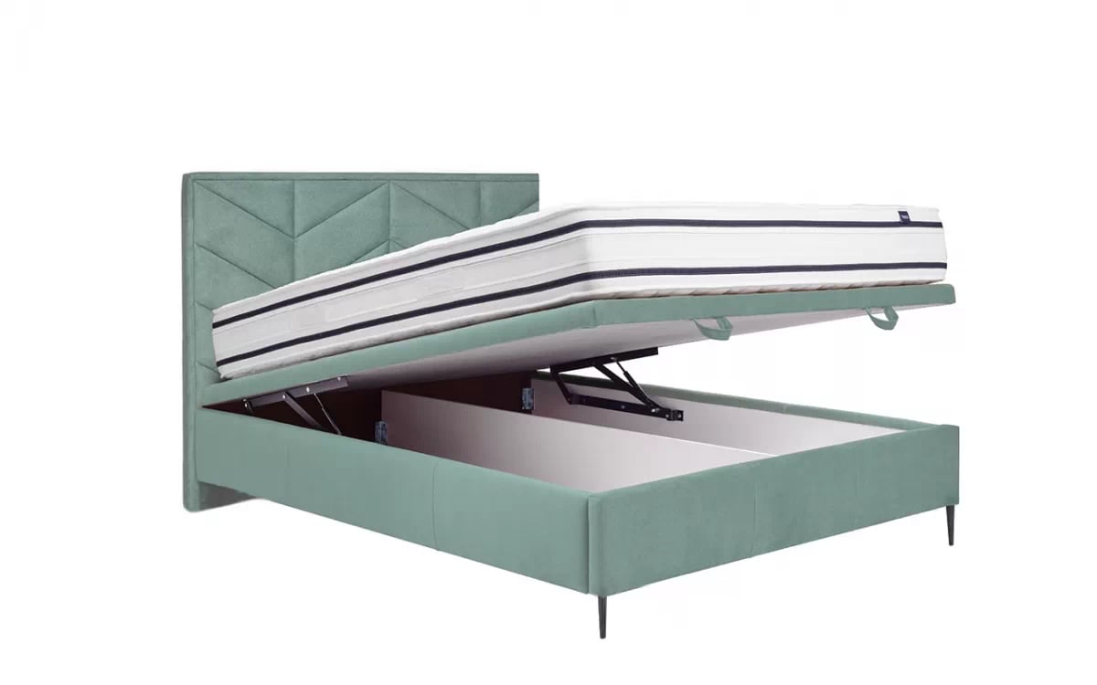 Čalouněná postel Lindi 140x200 cm s úložným prostorem - černé nožky postel pro ložnice s úložným prostorem na posciel