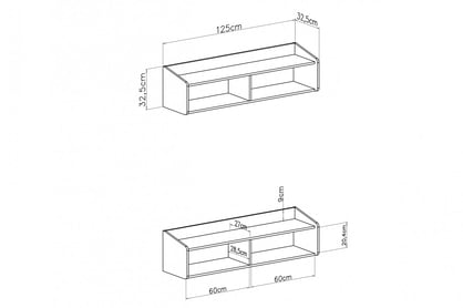 Wodi fali polc 125 cm - homokbézs / olajozott tölgy polc Alessio 11 - 125 cm - bézs piaskowy / dab olejowany