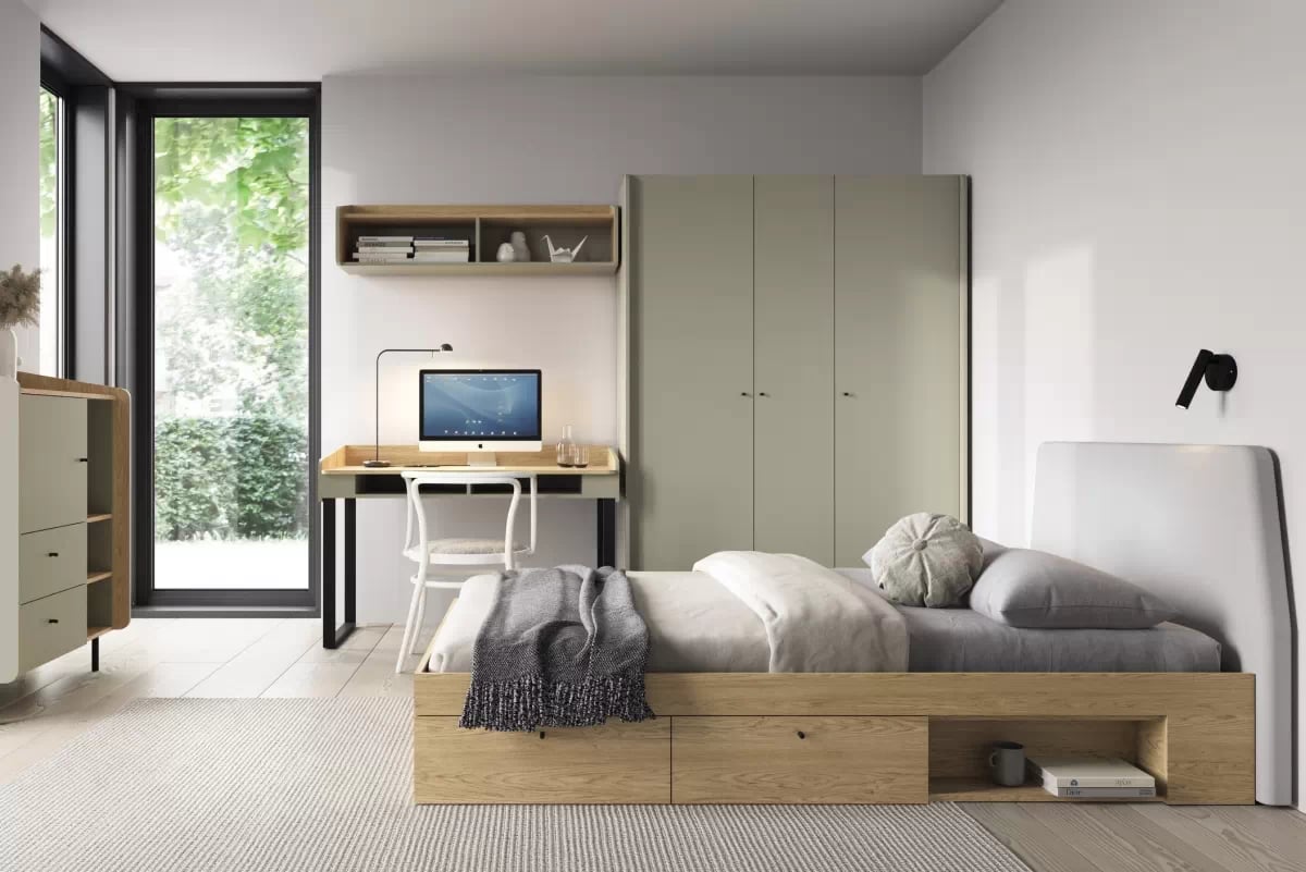 Polica Alessio 125 cm - eukalyptus / dub baltic dune Polica Alessio 11 - 125 cm - eukaliptus / Dub olejowany