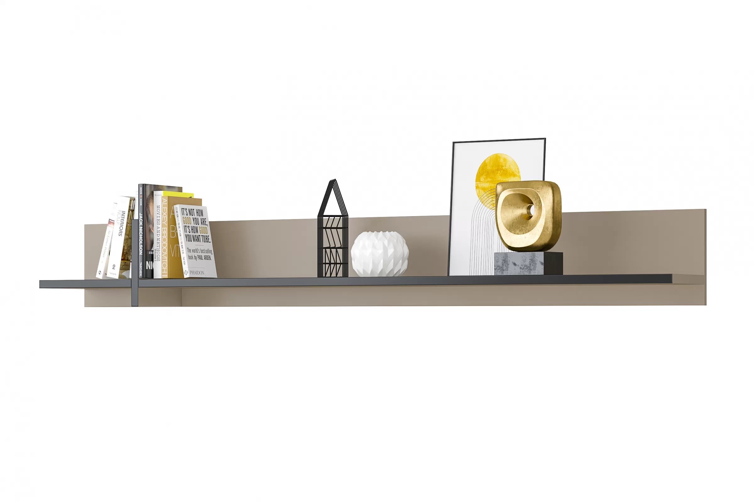 Polica na stenu Cross 180 cm – kašmírová / čierna Polica Gramon 180 - kašmír / Čierny