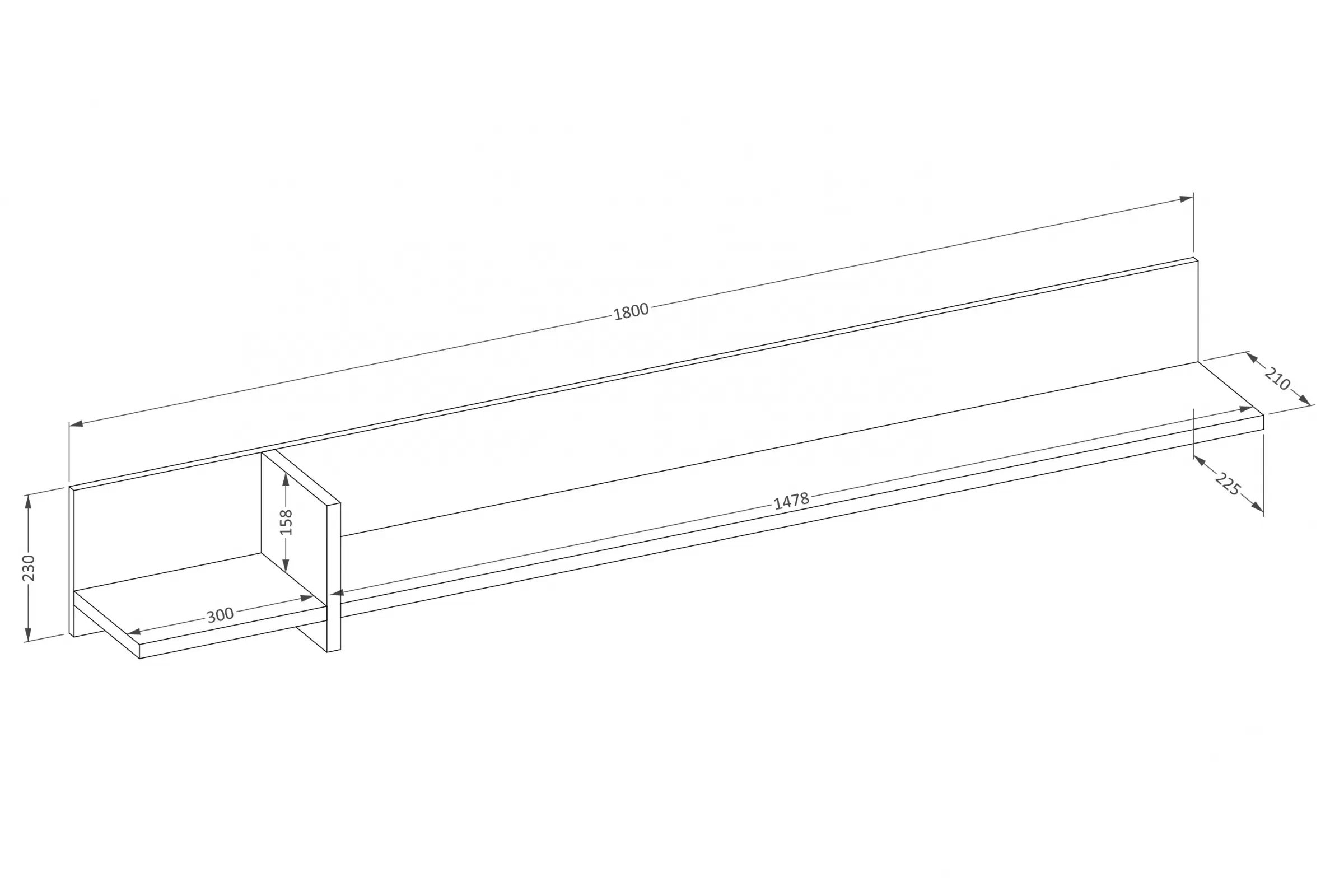 Polica na stenu Cross 180 cm – zelená / čierna Polica Gramon 180 - Zelený / Čierny