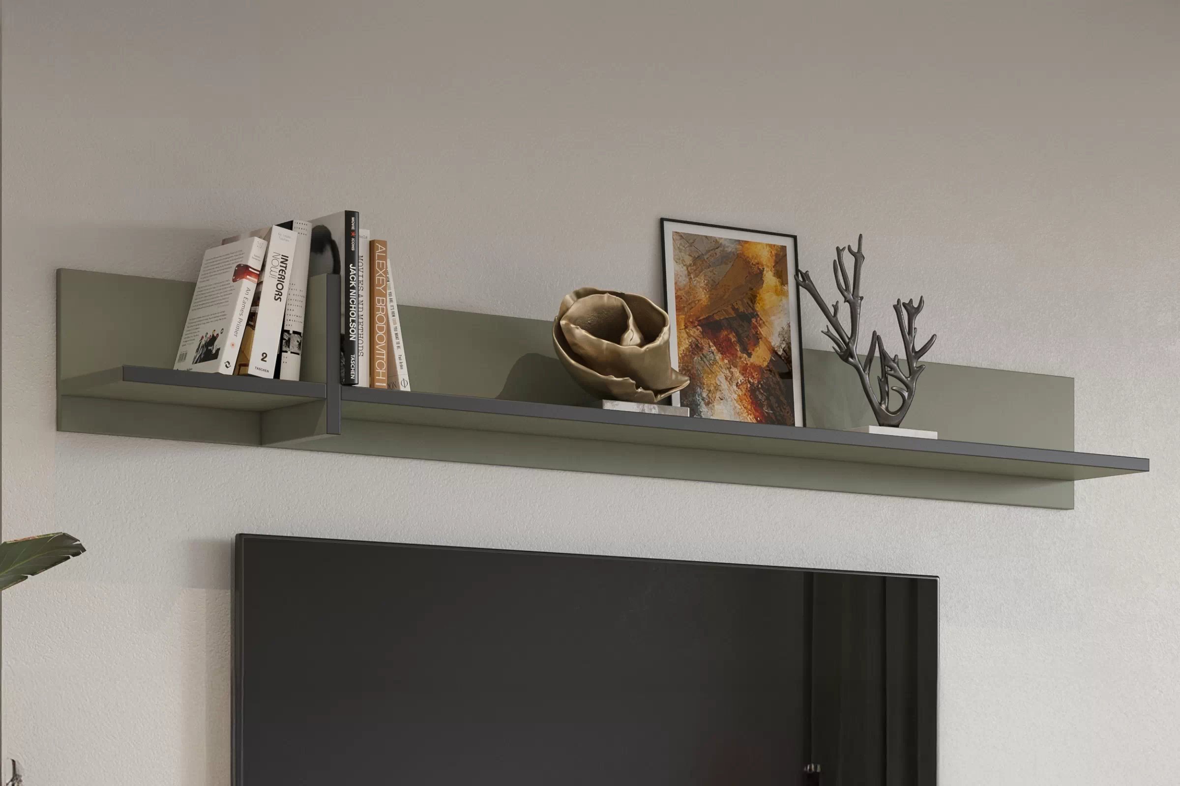 Polica na stenu Cross 180 cm – zelená / čierna Polica Gramon 180 - Zelený / Čierny