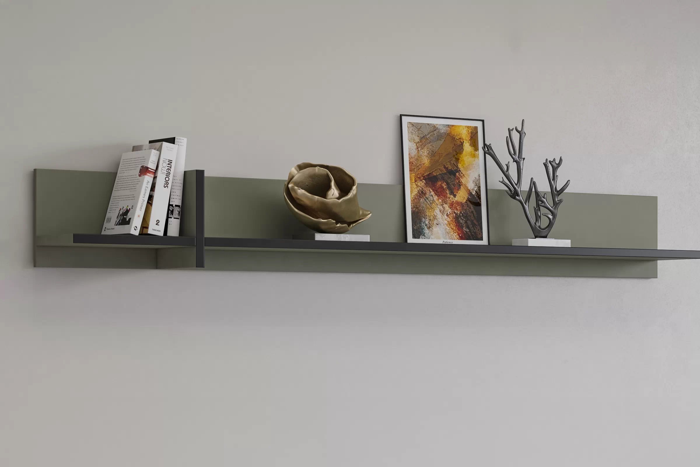 Polica na stenu Cross 180 cm – zelená / čierna Polica Gramon 180 - Zelený / Čierny