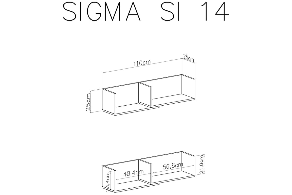 Polica Sigma SI14 - betón / Dub Polica Sigma SI14 - betón / Dub - schemat