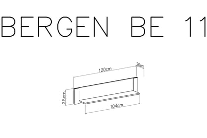 Závěsná police Ozoli 120 cm - bílá Police závěsná Bergen 11 - Bílý - Rozměry