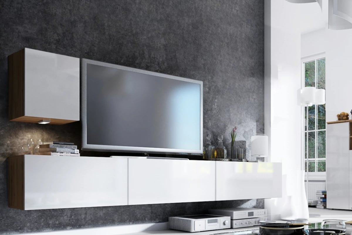 Polica závesná Combo 8 - Dub wotan - Koncovka Série minimalistyczna Obývacia stena 