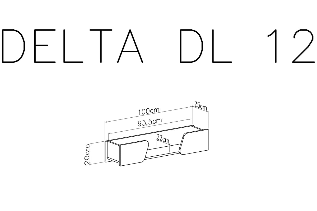 Polica na stenu Ciljo 100 cm - dub / antracytová Polica závesná Delta DL12 - Dub / Antracytová