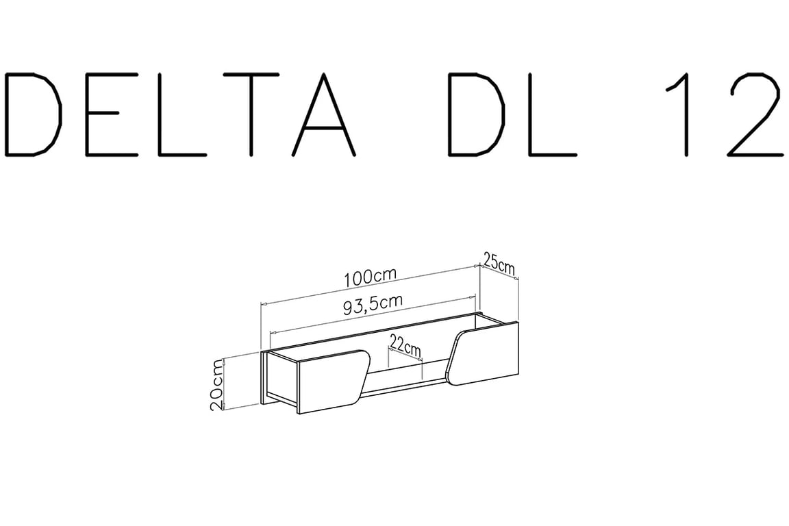 Závěsná police Delta DL12 - dub / antracitová Police závěsná Delta DL12 - Dub / Antracytová