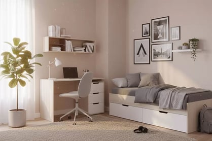 Závesná polica Lumo 14 120 cm do študentskej izby - dub wilton biely / biely lux / antracit Polica závesná Lumo 14 120 cm do izby mlodziezowego - Dub wilton biela / biela lux / Antracytová