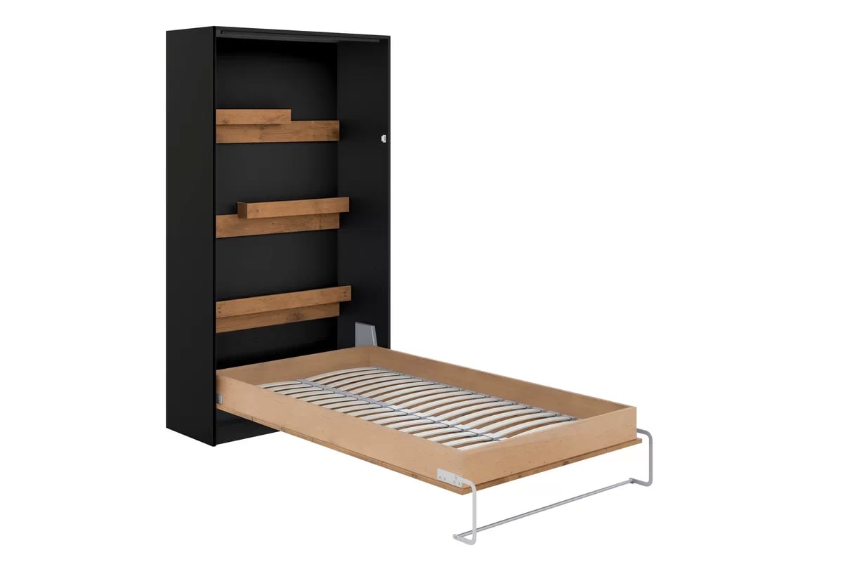 Sklápacia posteľ Basic vertikálna - 120x200 cm - čierna / dub lancelot Półkotapczan Basic 120x200 pionowy - czarny / dąb lancelot