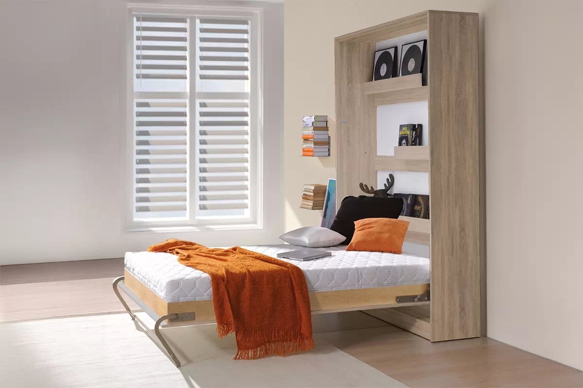 Vertikální sklápěcí postel Basic 140x200 - dub světlý dub sonoma Polkotapczan Basic 140x200 vertikální - dub světlý dub sonoma