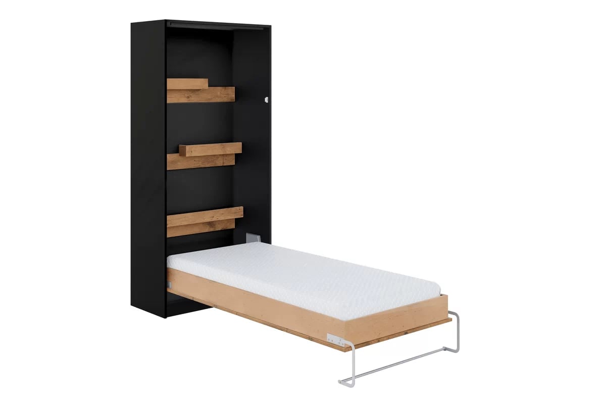 Vertikální sklápěcí postel Loft Basic New Elegance 90x200 cm - černá / dub lancelot Polkotapczan Basic 90x200 vertikální - černá / dub lancelot