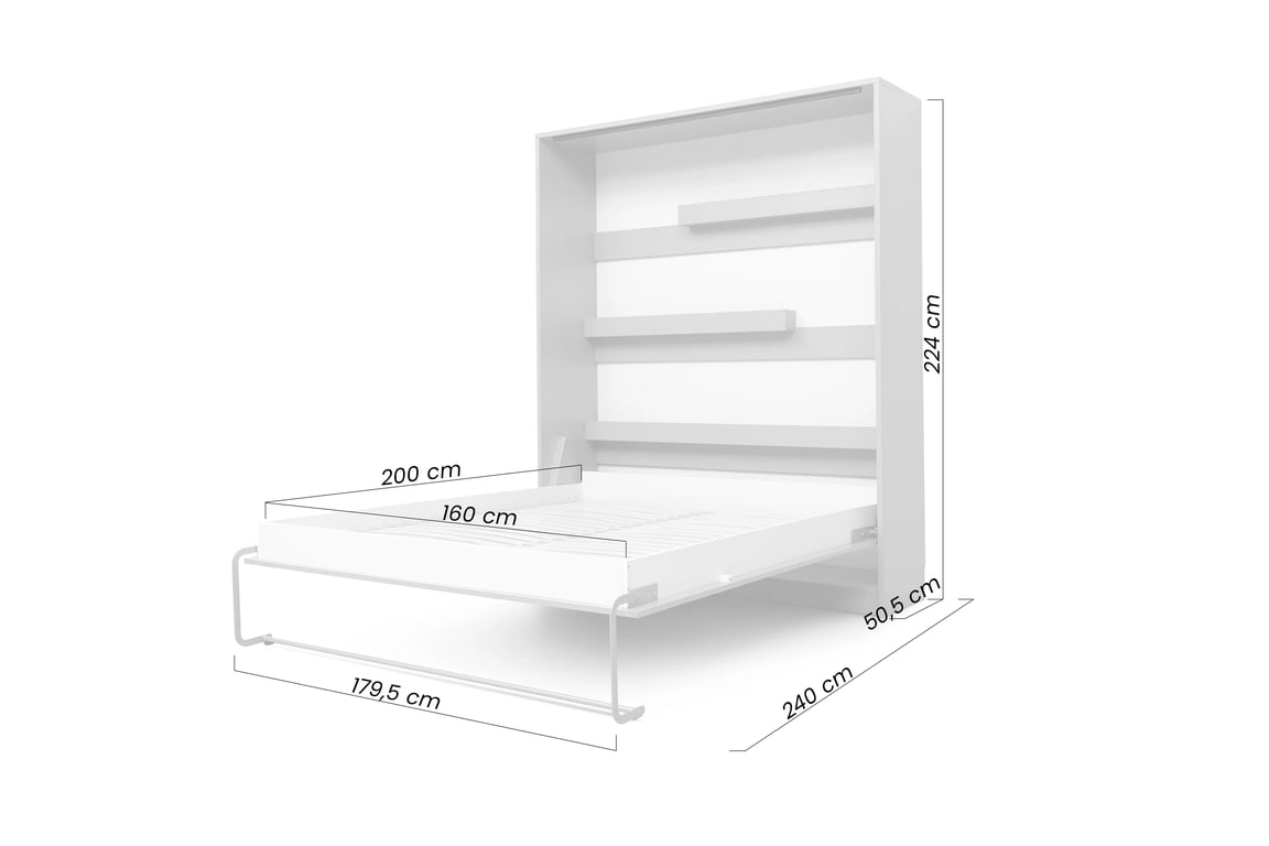 Pat rabatabil vertical Modern 160x200 - alb mat Polkotapczan Modern pionowy 160x200 - bialy mat