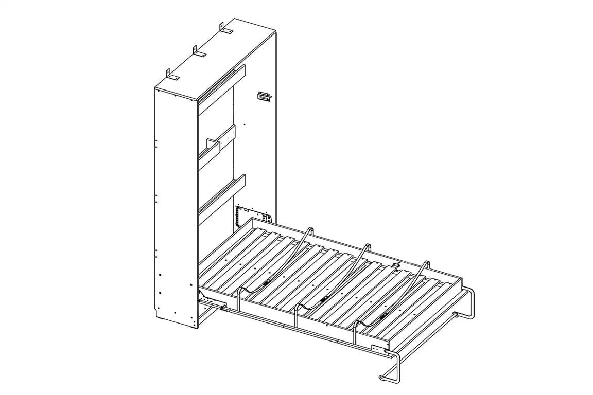 Vertikálna sklápacia posteľ Basic 120x200 - biely mat Schéma nábytku