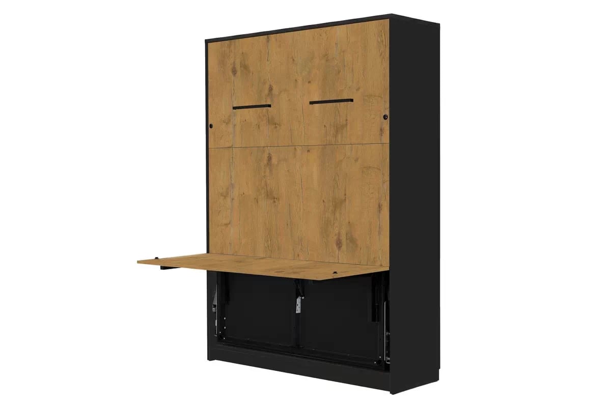 Sklápacia posteľ vertikálna Genius 140x200 s písacím stolom - čierna / dub lancelot Polkotapczan vertikálny Genius 140x200 s písacím stolom - Čierny / Dub lancelot