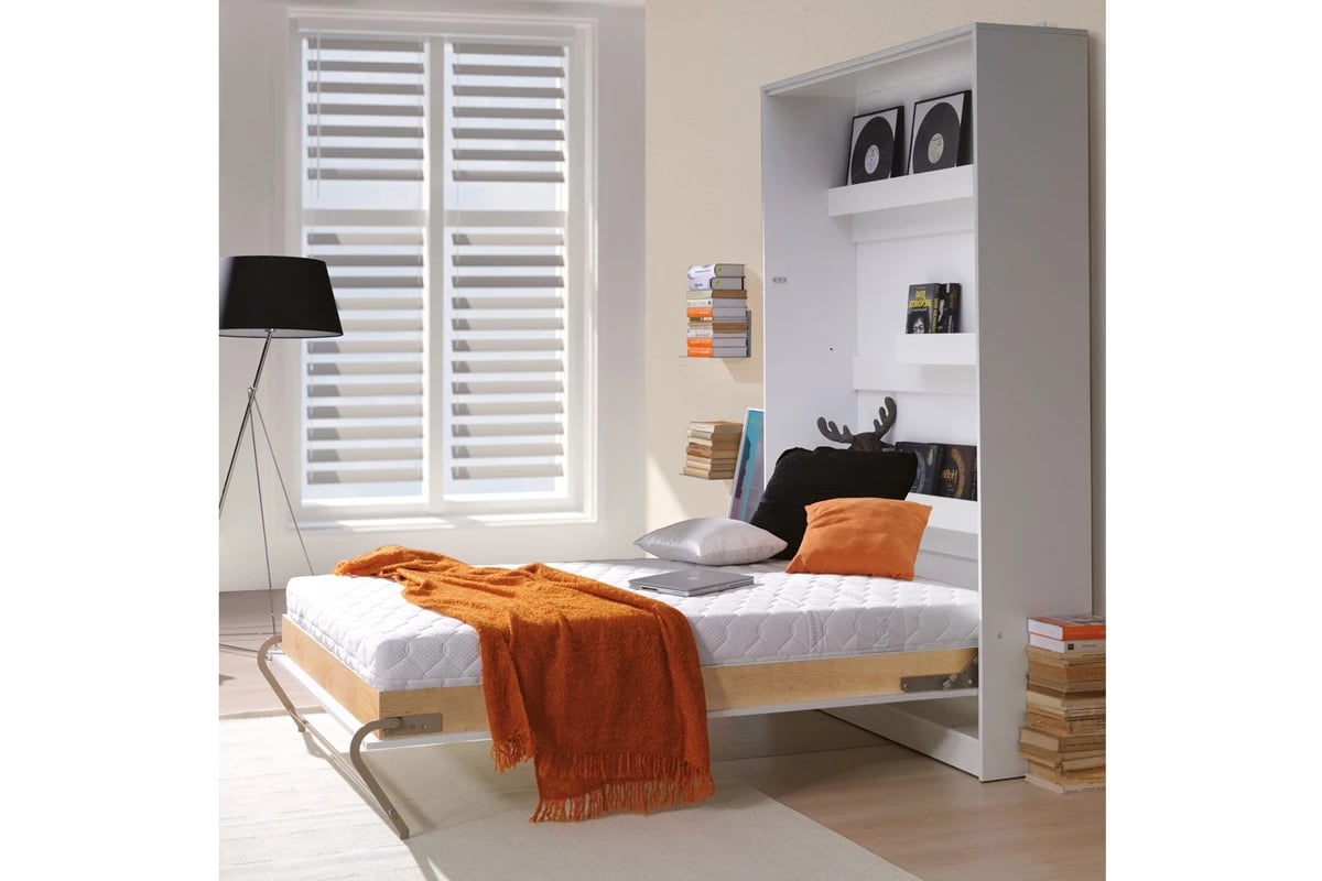 Vertikální sklápěcí postel Basic 90x200 cm - bílý mat sklápěcí postel Bílá