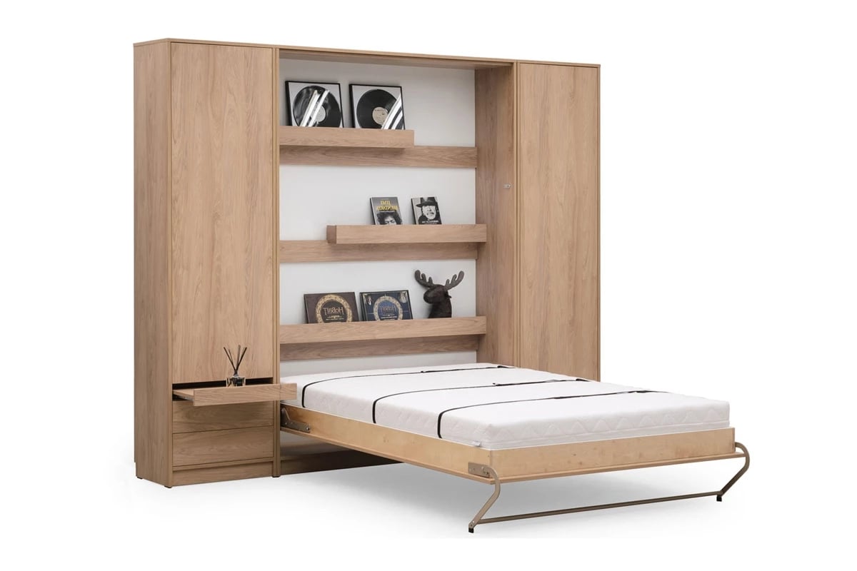Vertikální sklápěcí postel Basic New Elegance 90x200 cm - dub světlý sonoma Vertikální sklápěcí postel