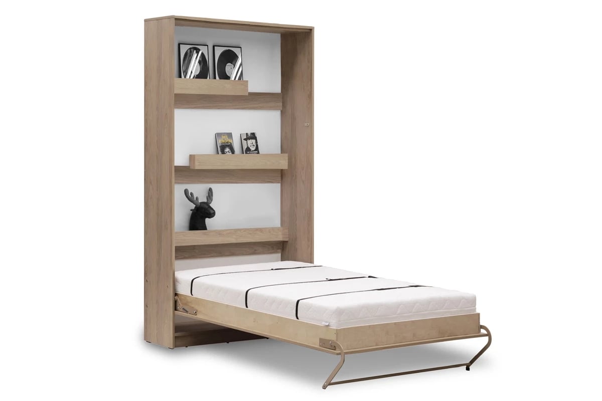 Vertikální sklápěcí postel Basic New Elegance 90x200 cm - dub světlý sonoma sklápěcí postel s policemi