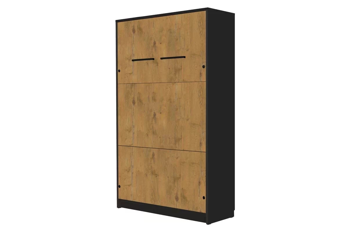 Sklápacia posteľ vertikálna Genius 120x200 s písacím stolom - čierna / dub lancelot Polkotapczan vertikálny Genius 120x200 s písacím stolom - Čierny / Dub lancelot