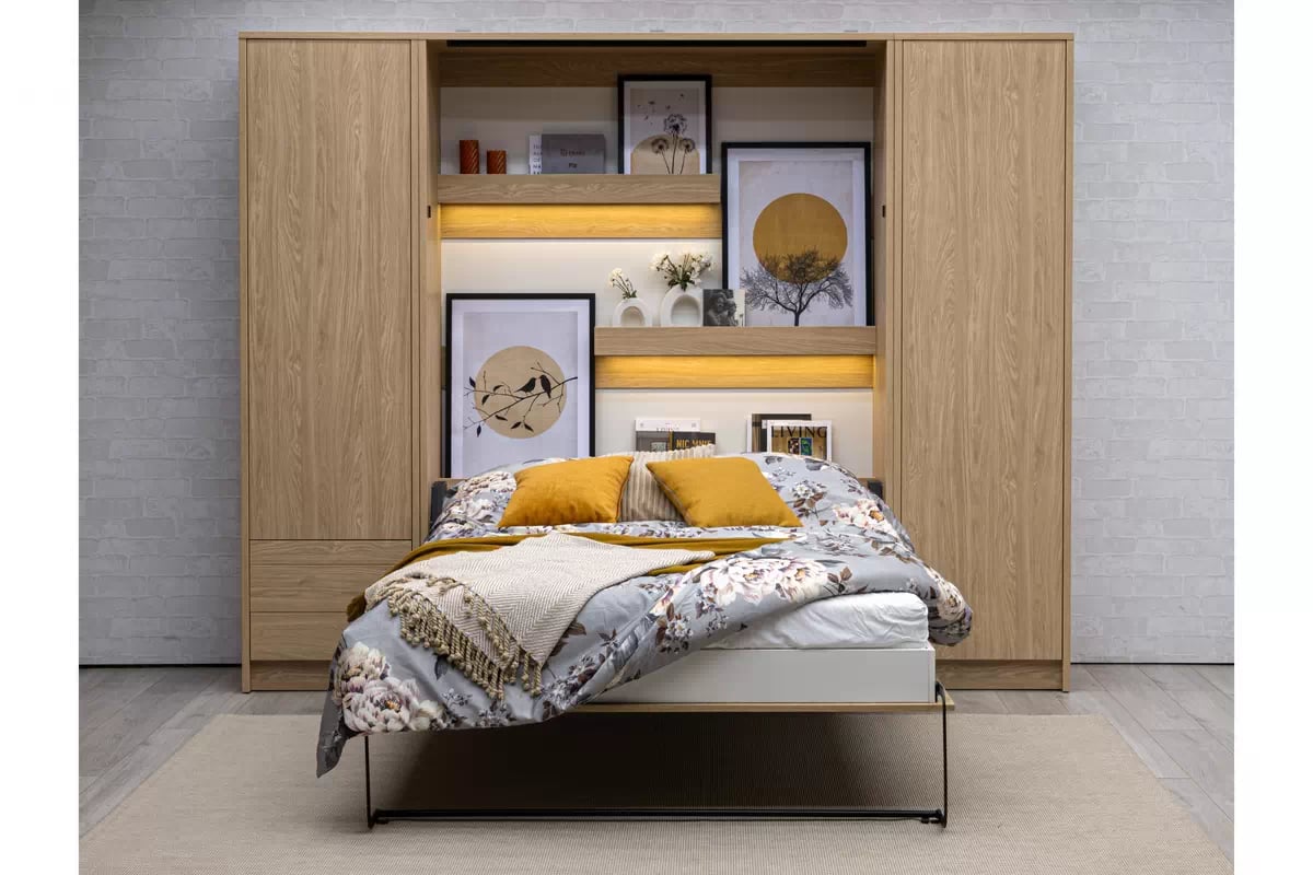 Sklápacia posteľ vertikálna Genius 140x200 s písacím stolom - dub olejovaný Polkotapczan vertikálny Genius 140x200 s písacím stolom - Dub olejowany