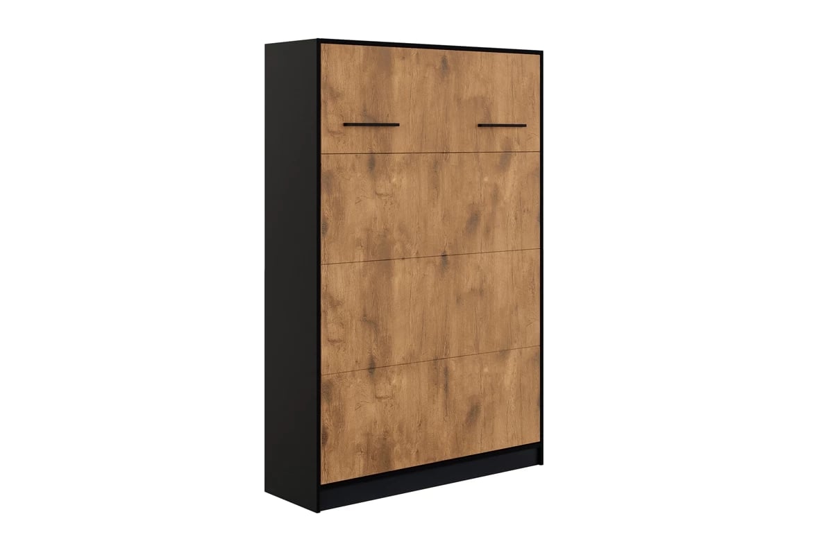Sklápacia posteľ Basic vertikálna - 140x200 cm - čierna / dub lancelot Vertikálna sklápacia posteľ