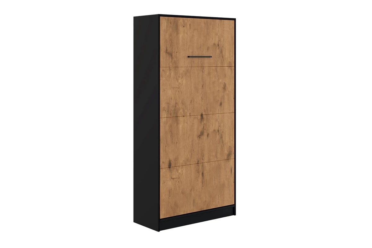 Vertikální sklápěcí postel Loft Basic New Elegance 90x200 cm - černá / dub lancelot uzavřená sklápěcí postel