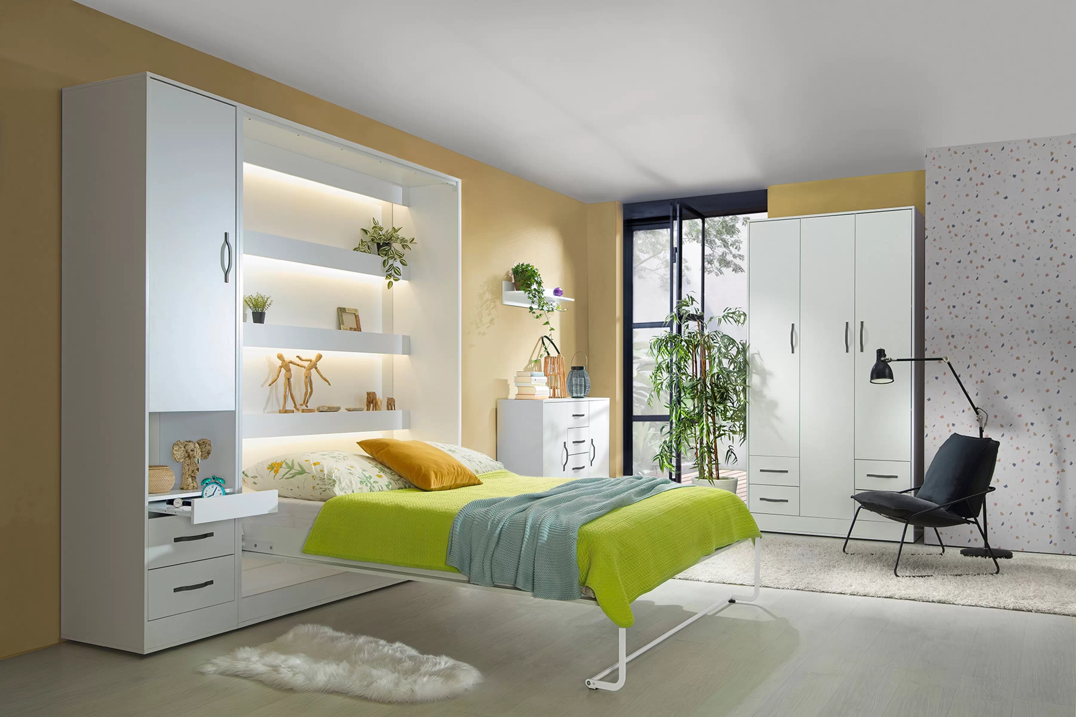 Sklápacia posteľ Lomaro V - 140x200 cm - biela / čierna úchytka Polkotapczan vertikálny Lomaro 140x200 - biela / čierny 