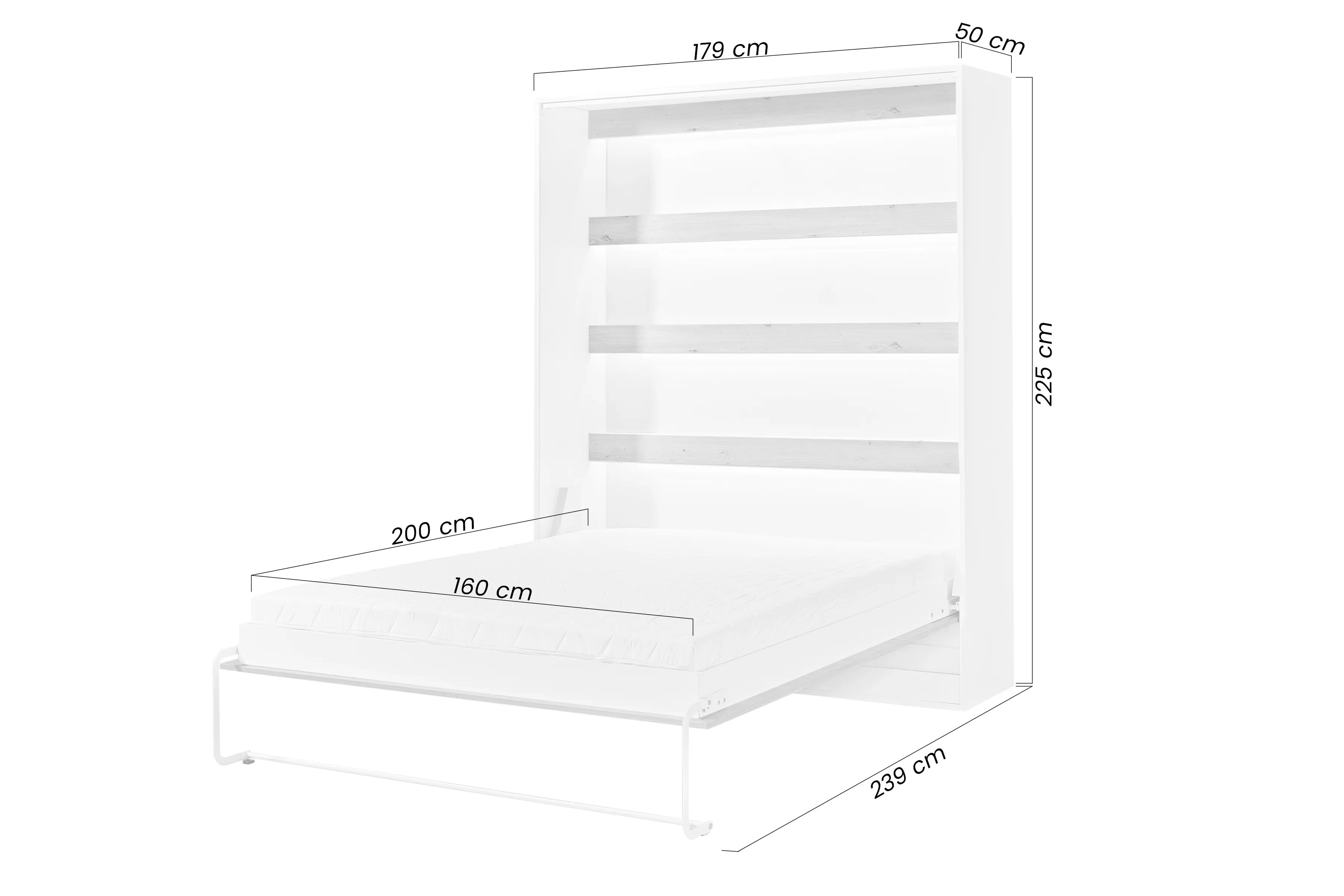 Sklápacia posteľ Lomaro V - 160x200 cm - biela / čierna úchytka Polkotapczan vertikálny Lomaro 160x200 - biela / čierny 