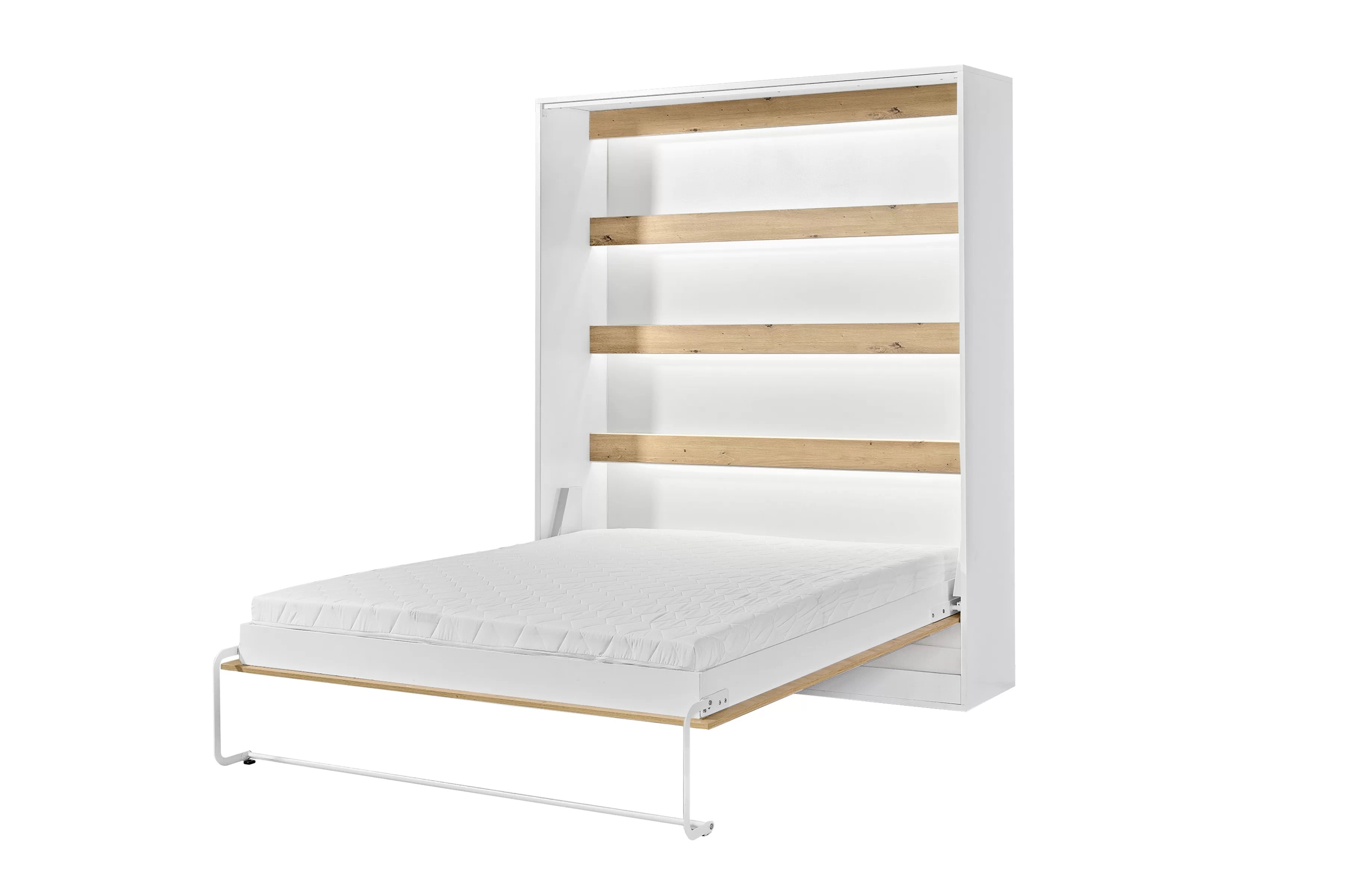 Sklápacia posteľ Lomaro V - 160x200 cm - dub artisan / biela / čierna úchytka Polkotapczan vertikálny Lomaro 160x200 - Dub artisan / Úchytka Čierny 